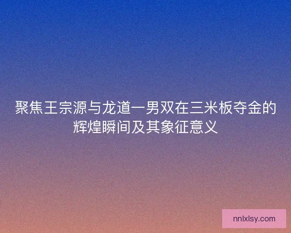 聚焦王宗源与龙道一男双在三米板夺金的辉煌瞬间及其象征意义